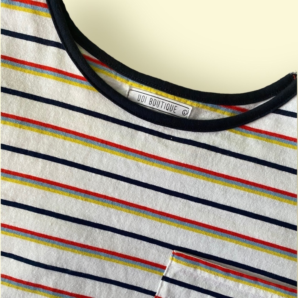 Uoi Striped Pocket Tee Size Large